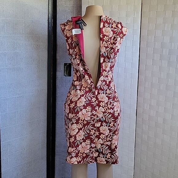 BRAND NEW STELLA & JULIE FLORAL PRINT DESIGN MULTI-COLOR SLEEVELESS SHEATH DRESS - Picture 6 of 10